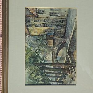 Jan Korthals 14 x 17 inch framed European Watercolor painting. Vintage Art.